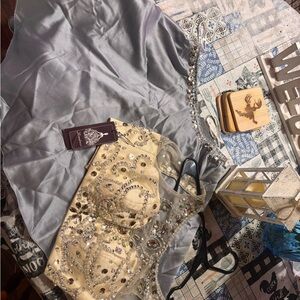 Elegant Silver and Gold Embellished Dress